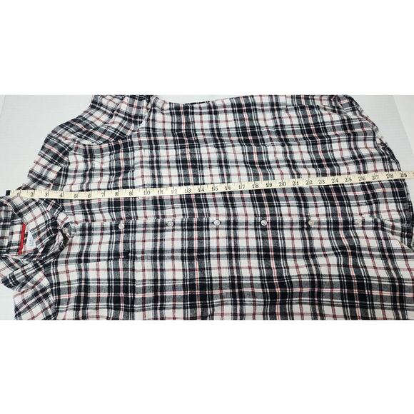 Croft & Barrow Black Red and White Plaid Flannel Shirt Womens Size M 100% Cotton - Picture 5 of 12